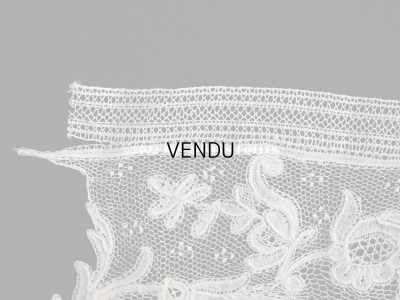 画像7: 19世紀 アンティーク レース ポワン・ダングルテールのボーダー 花模様 45cm  幅12cm