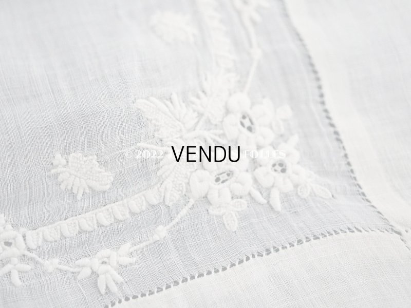 画像12: 19世紀 アンティーク  結婚式のハンカチ 王冠紋章＆モノグラム刺繍入り　手編みのヴァランシエンヌレース