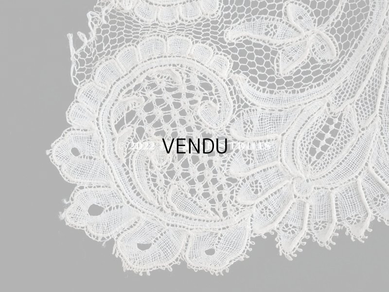 画像9: 19世紀 アンティーク レース ポワン・ダングルテールのボーダー 花模様 45cm  幅12cm