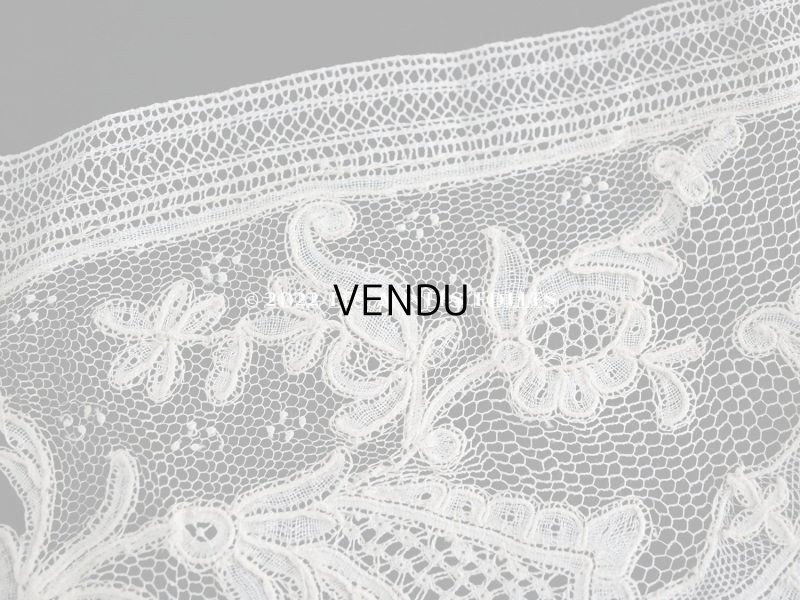 画像8: 19世紀 アンティーク レース ポワン・ダングルテールのボーダー 花模様 45cm  幅12cm