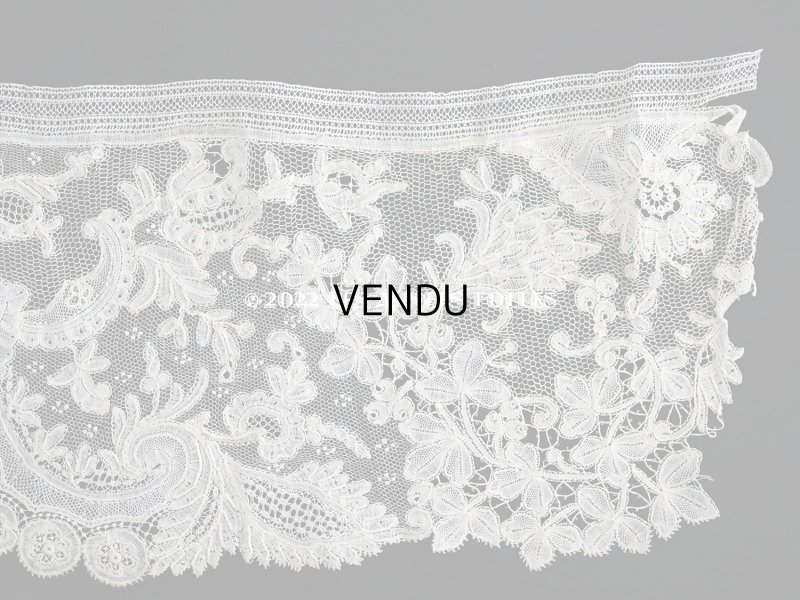画像6: 19世紀 アンティーク レース ポワン・ダングルテールのボーダー 花模様 45cm  幅12cm