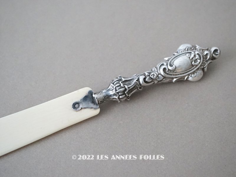 画像1: 19世紀 アンティーク シルバー製 ロカイユ装飾のペーパーナイフ