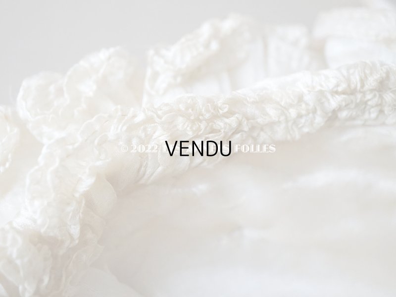 画像17: アンティーク ベビー用 ボネ シルク製フリル生地&シルク製サテンリボン