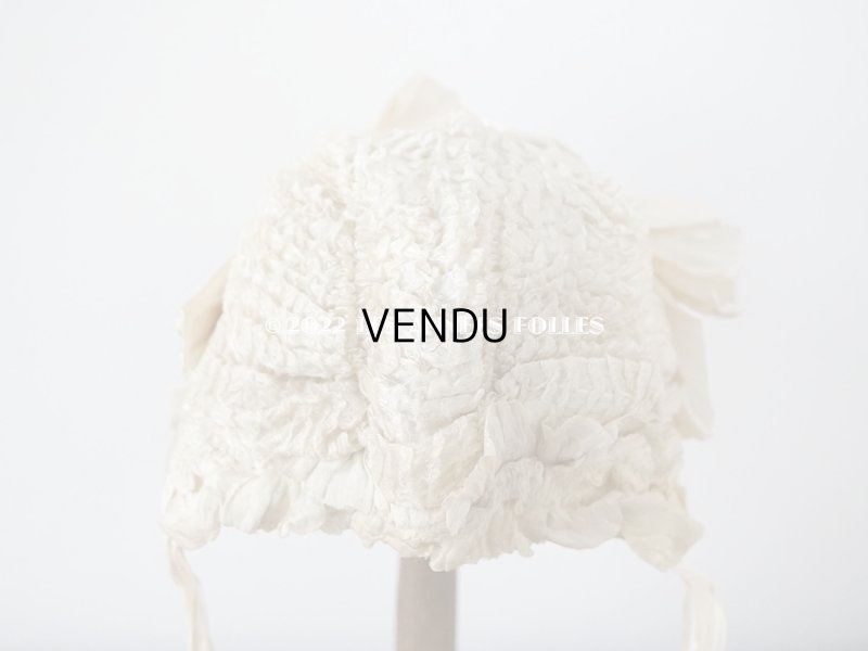 画像4: アンティーク ベビー用 ボネ シルク製フリル生地&シルク製サテンリボン