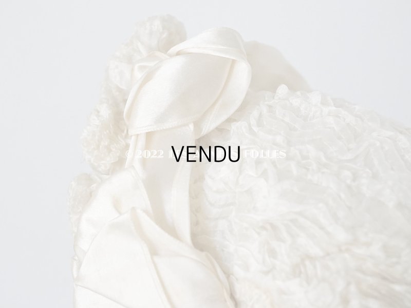 画像6: アンティーク ベビー用 ボネ シルク製フリル生地&シルク製サテンリボン