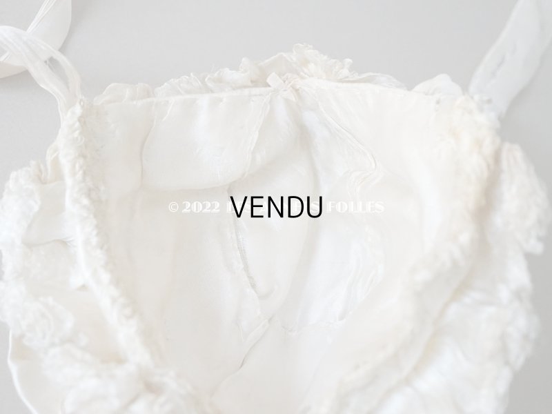 画像15: アンティーク ベビー用 ボネ シルク製フリル生地&シルク製サテンリボン