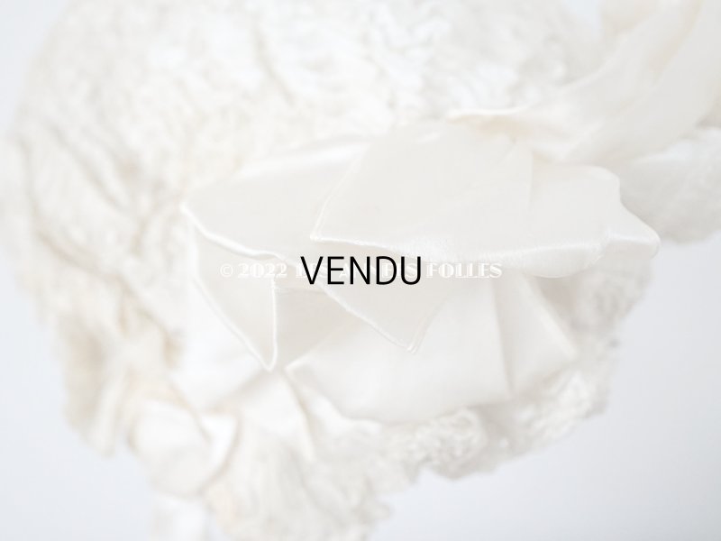 画像8: アンティーク ベビー用 ボネ シルク製フリル生地&シルク製サテンリボン