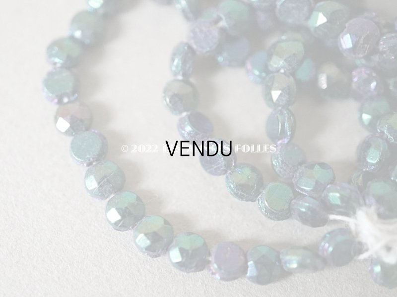 画像4: アンティーク  カット入り ブルー＆パープル＆グリーン　フレンチジェット ラウンド型 ガラスビーズ  3.3mm 約170ピース 