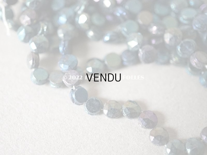 画像4: アンティーク  カット入り ブルー＆パープル＆グリーン　フレンチジェット ラウンド型 ガラスビーズ  3.75mm 約270ピース 