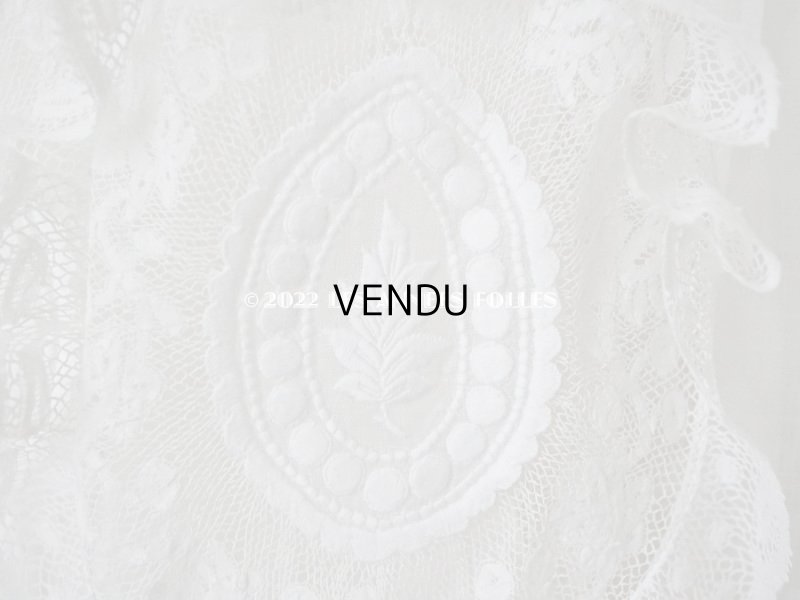 画像13: アンティーク 洗礼式のベビードレス 葡萄柄 手刺繍&手縫い&手編みのヴァランシエンヌレース