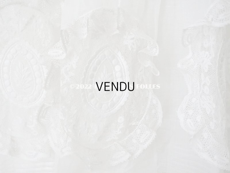 画像12: アンティーク 洗礼式のベビードレス 葡萄柄 手刺繍&手縫い&手編みのヴァランシエンヌレース