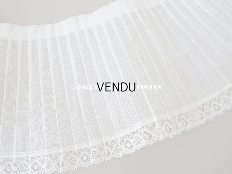 画像5: 1900年代 アンティーク 幅広 ドレスの裾  プリーツ入り レース付き 1.8m 幅13.1cm　コットンオーガンジー