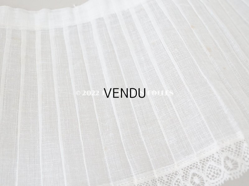 画像6: 1900年代 アンティーク 幅広 ドレスの裾  プリーツ入り レース付き 1.8m 幅13.1cm　コットンオーガンジー