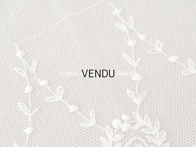 画像3: アンティーク リボン柄の刺繍入り 幅広チュールレース 幅26.5cm