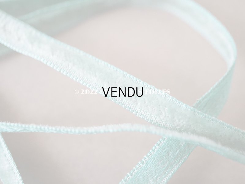 画像6: 19世紀末 アンティーク シルク製 極細 ベルベットリボン 2種セット ブルーグリーン ダブルフェイス 4mm&5mm幅  89cm&96cm