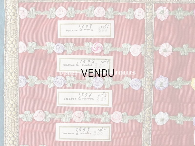 画像3: 1920年代 アンティーク ロココトリムのサンプラー ロココリボン