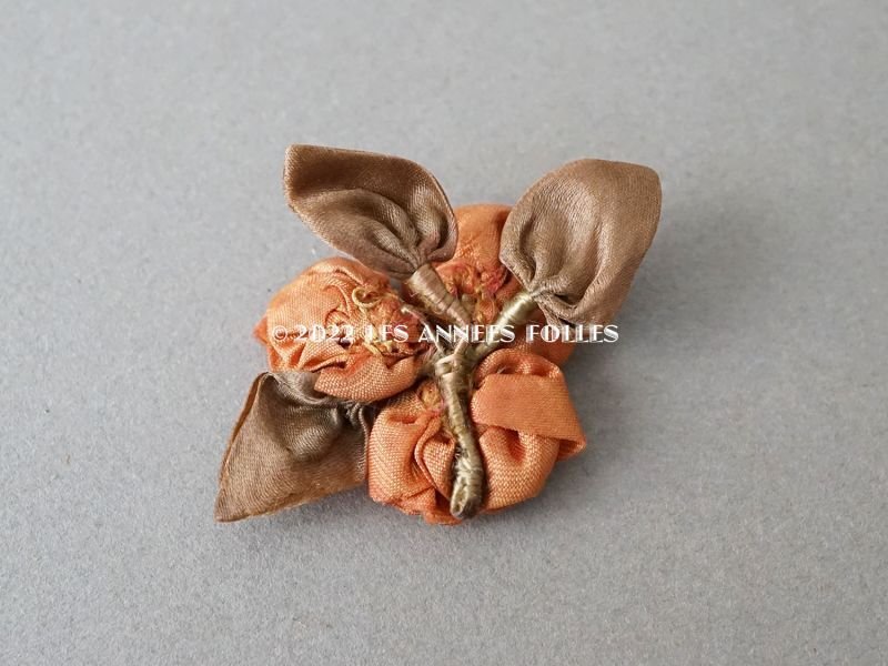 画像3: アンティーク シルク製 薔薇のロココモチーフ くすんだオレンジ色