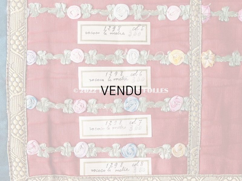 画像4: 1920年代 アンティーク ロココトリムのサンプラー ロココリボン