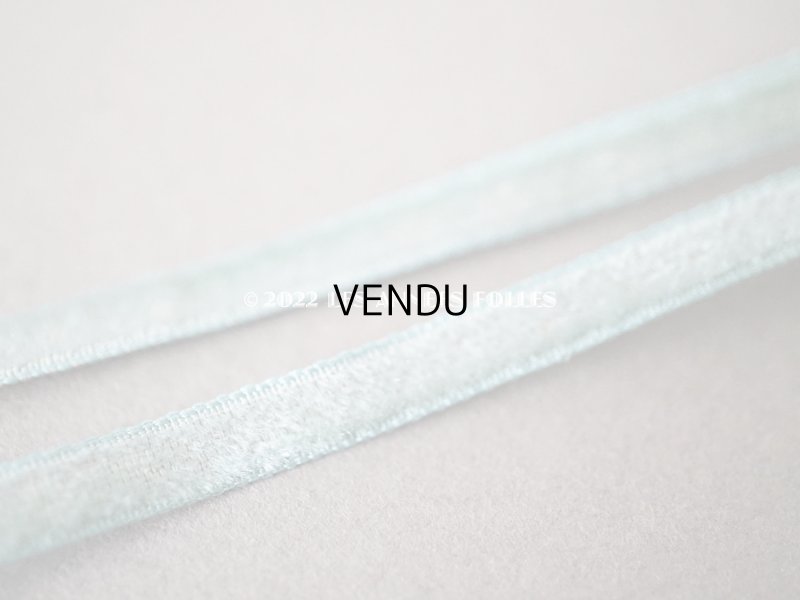 画像4: 19世紀末 アンティーク シルク製 極細 ベルベットリボン 2種セット ブルーグリーン ダブルフェイス 4mm&5mm幅  89cm&96cm