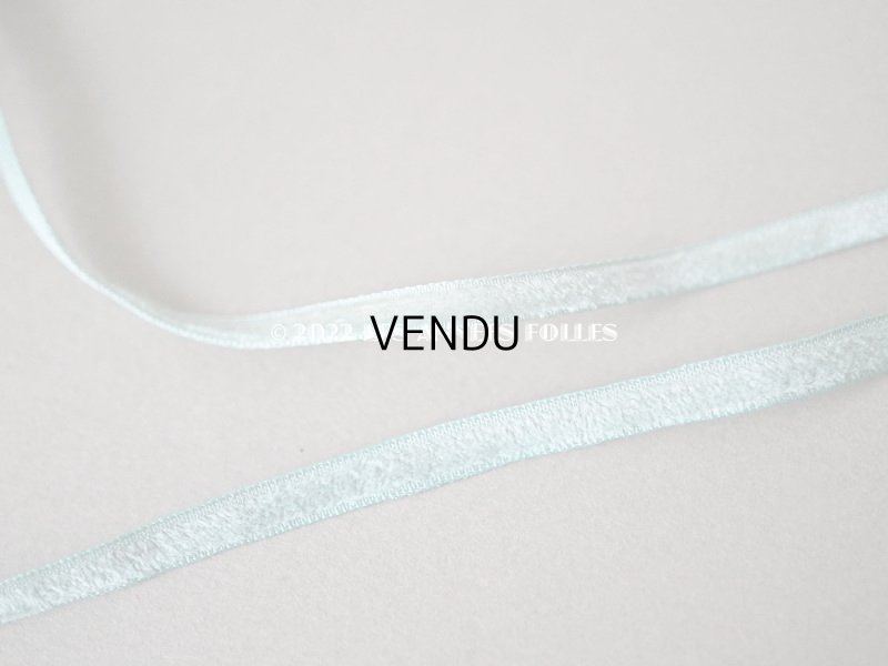 画像3: 19世紀末 アンティーク シルク製 極細 ベルベットリボン 2種セット ブルーグリーン ダブルフェイス 4mm&5mm幅  89cm&96cm