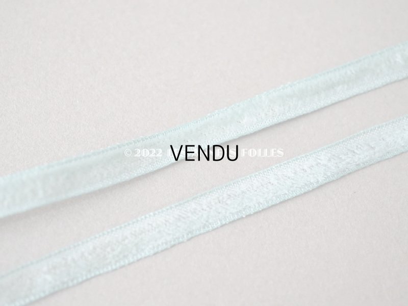 画像5: 19世紀末 アンティーク シルク製 極細 ベルベットリボン 2種セット ブルーグリーン ダブルフェイス 4mm&5mm幅  89cm&96cm