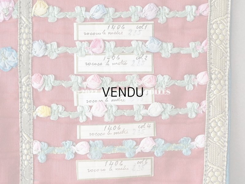 画像8: 1920年代 アンティーク ロココトリムのサンプラー ロココリボン