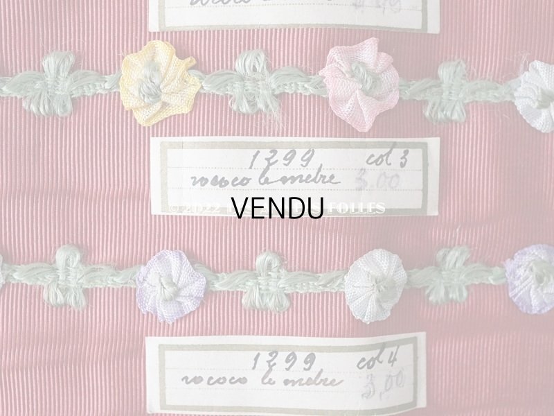 画像9: 1920年代 アンティーク ロココトリムのサンプラー ロココリボン