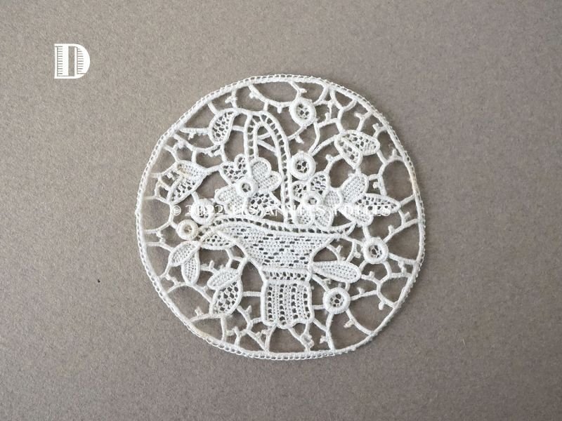 画像6: アンティーク ヴェネチアン ニードルポイントレース 花かごのモチーフ