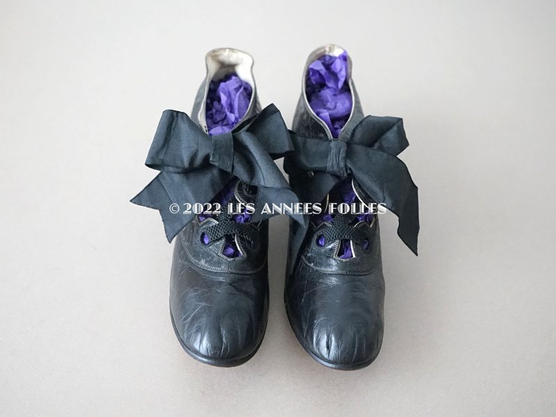 画像3: 19世紀末 アンティーク 大きなリボンが結ばれた  小さなレザーシューズ