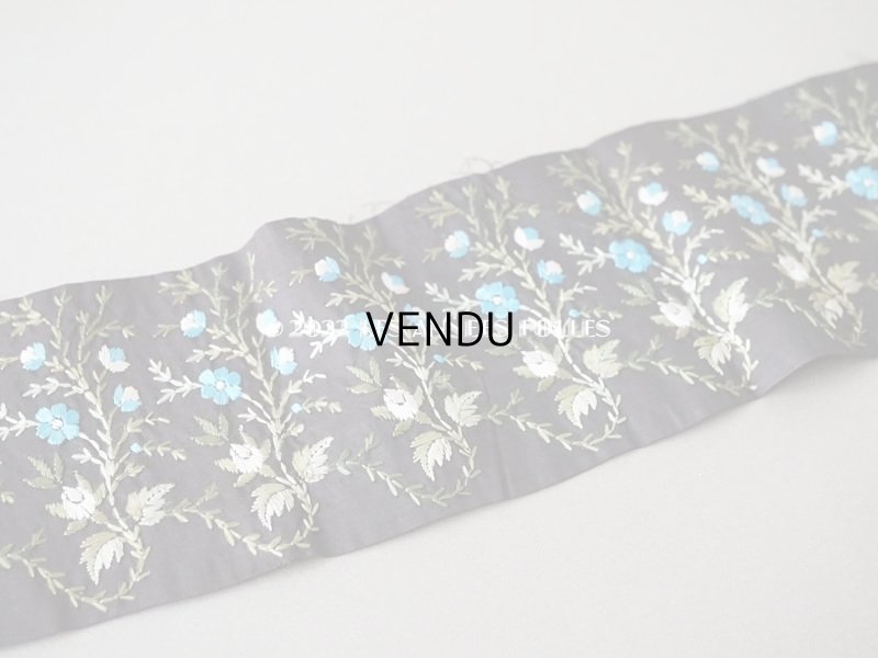 画像3: 19世紀末 アンティーク シルク製リボン 花の手刺繍 3.6m 幅8.8cm