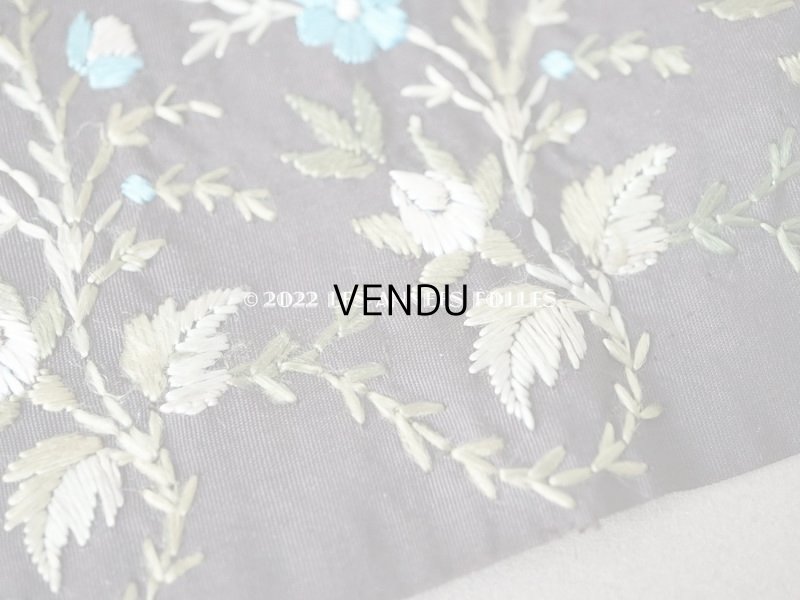 画像5: 19世紀末 アンティーク シルク製リボン 花の手刺繍 3.6m 幅8.8cm