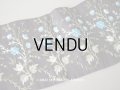 19世紀末 アンティーク シルク製リボン 花の手刺繍　3.6ｍ　幅8.8cm