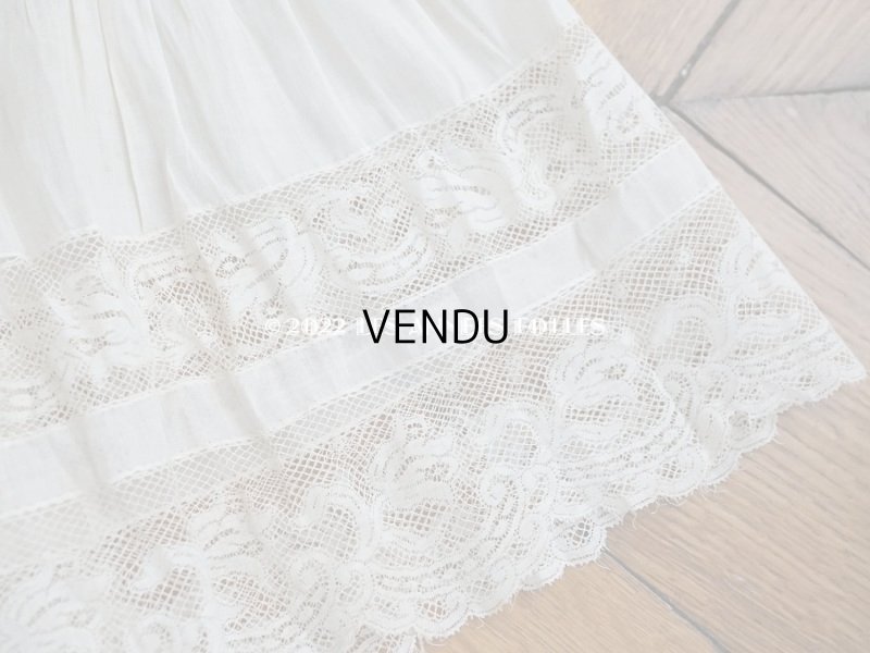 画像9: 1900年代 アンティーク ペチコート ギャザー入り＆ヴァランシエンヌレース 