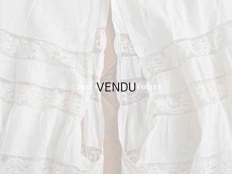 画像13: 1900年代 アンティーク ペチコート ギャザー入り＆ヴァランシエンヌレース 