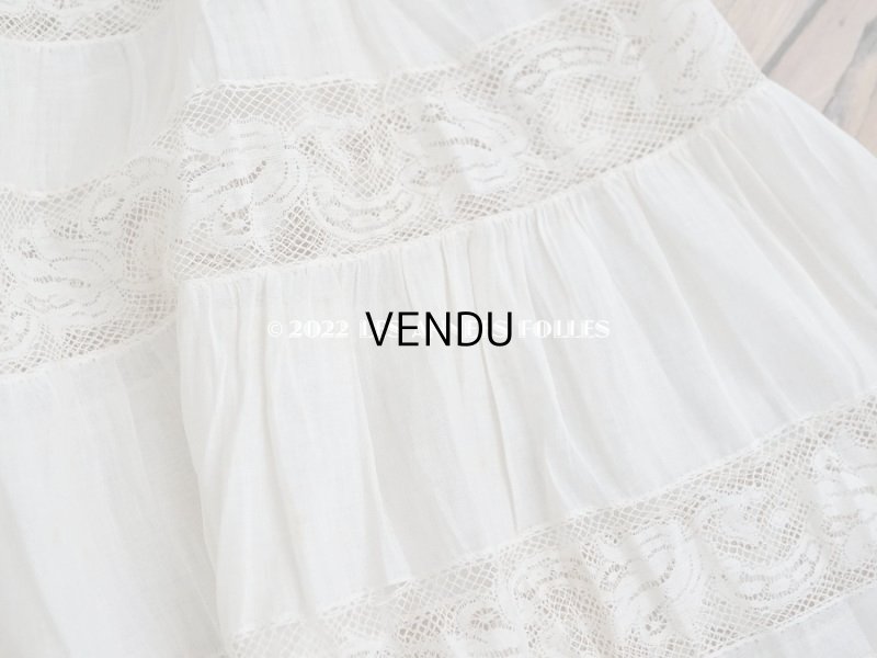 画像10: 1900年代 アンティーク ペチコート ギャザー入り＆ヴァランシエンヌレース 