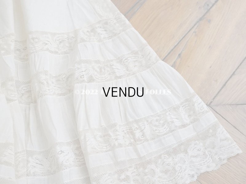 画像8: 1900年代 アンティーク ペチコート ギャザー入り＆ヴァランシエンヌレース 