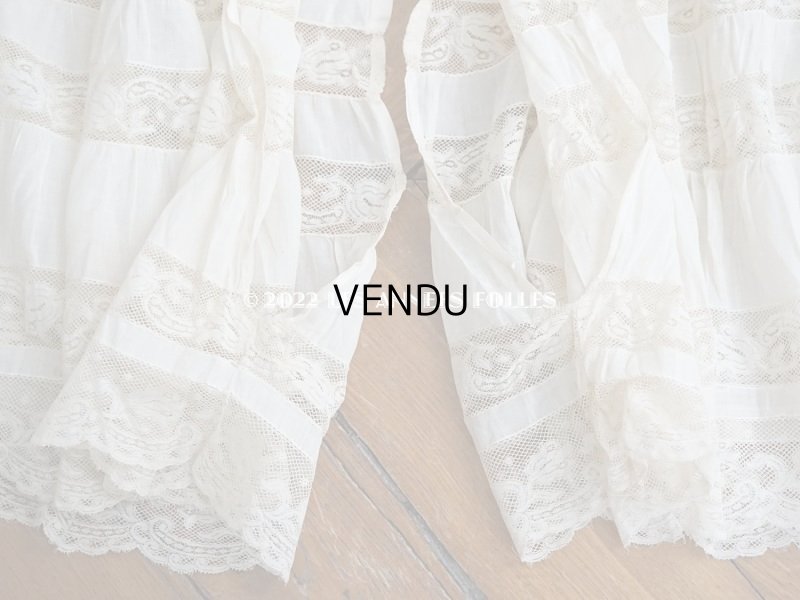 画像7: 1900年代 アンティーク ペチコート ギャザー入り＆ヴァランシエンヌレース 