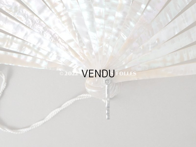 画像4: 1900年代 アンティーク  箱入り 天使の大きなファン シャンティイレース&マザーオブパール