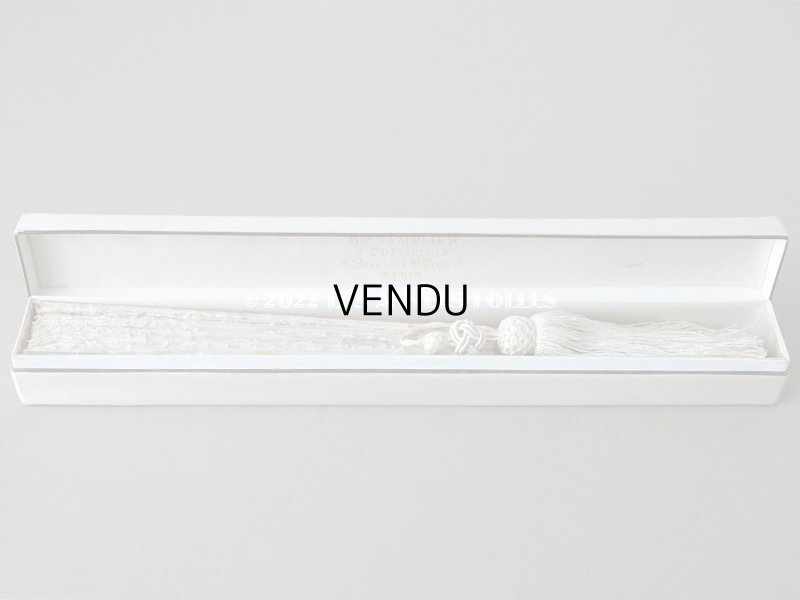 画像16: 1900年代 アンティーク  箱入り 天使の大きなファン シャンティイレース&マザーオブパール