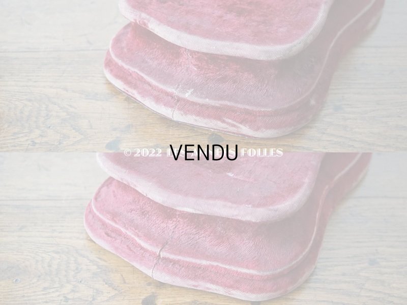 画像7: アンティーク ベルベットの大きな台座 ワインレッド オリジナルラベル付