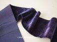 画像1: アンティーク シルク製 幅広 ベルベットのリボン 深紫 幅8.4cm　ダブルフェイス 85cm (1)
