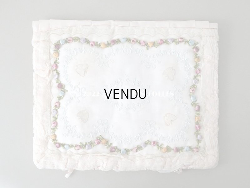 画像3: 1900年代　新品同様 アンティーク シルク製 ランジェリーケース ロココトリム＆ホワイトワーク＆レース パウダーピンク ランジェリー用ポシェット 