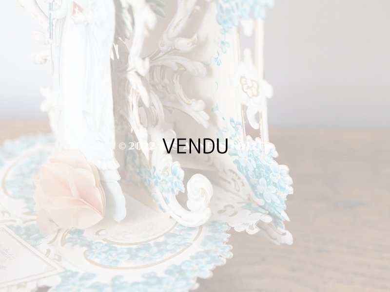 画像9: アンティーク  初聖体の立体カニヴェ 勿忘草 ポップアップ クロモ