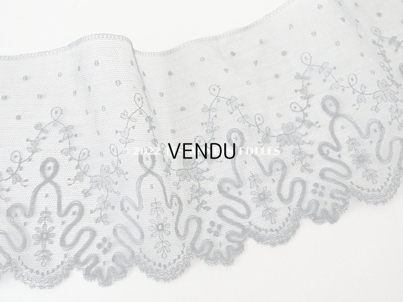 画像4: アンティーク 幅広レース 124cm 黒 約14cm幅