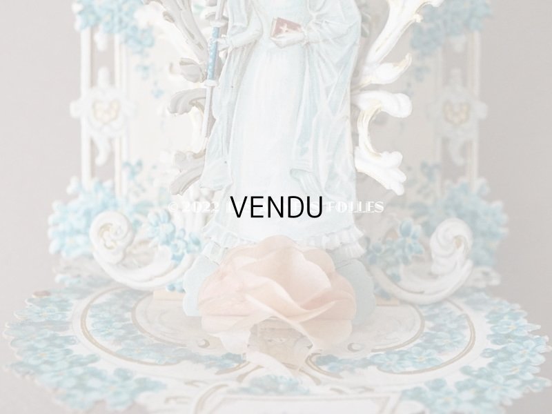 画像6: アンティーク  初聖体の立体カニヴェ 勿忘草 ポップアップ クロモ