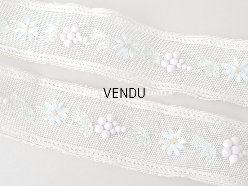 画像3: 19世紀末 アンティーク トリム リボン刺繍 4.65m  約5.4cm幅 