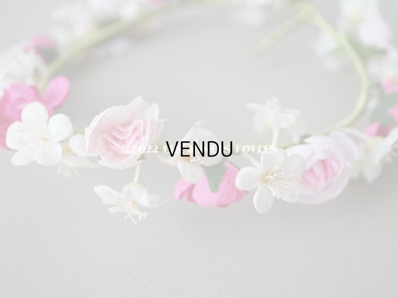 画像8: アンティーク ヴェールガールのティアラ　薔薇の布花の花冠