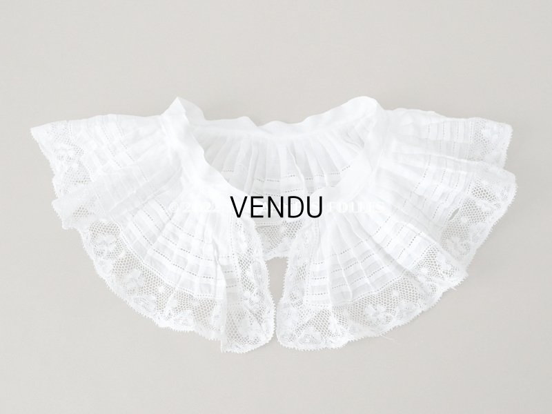 画像3: アンティーク  幅広プリーツの付け襟 レースの縁取り