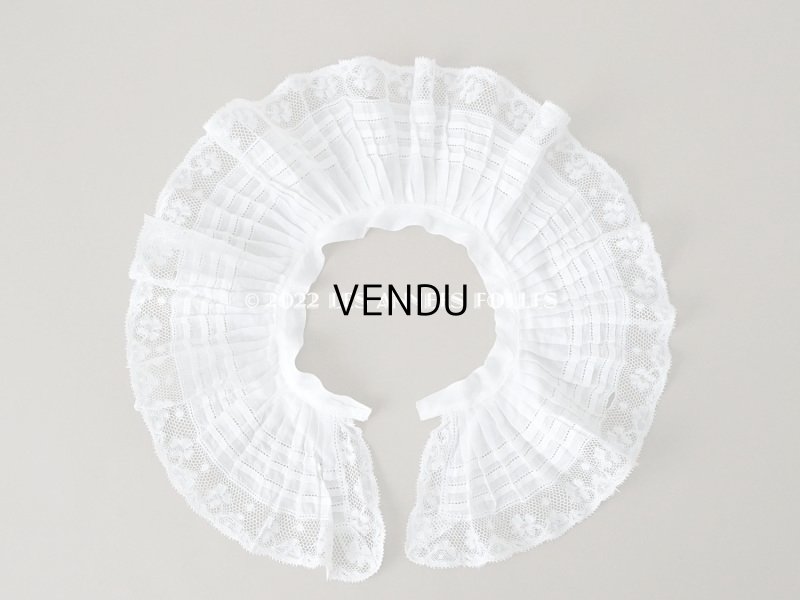 画像4: アンティーク  幅広プリーツの付け襟 レースの縁取り