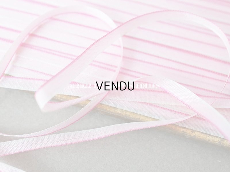 画像6: アンティーク  リボン刺繍 & ロココトリム用 シルク製 リボン 3.65m 極細3mm幅 淡いピンク 